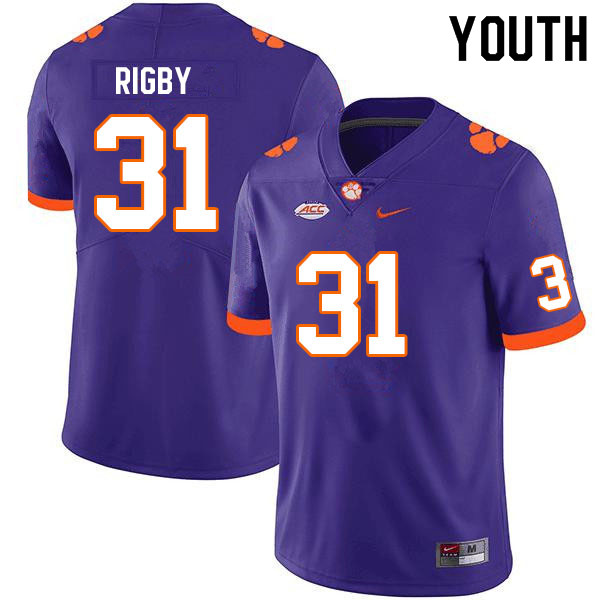 Youth #31 Tristen Rigby Clemson Tigers College Football Jerseys Sale-Purple